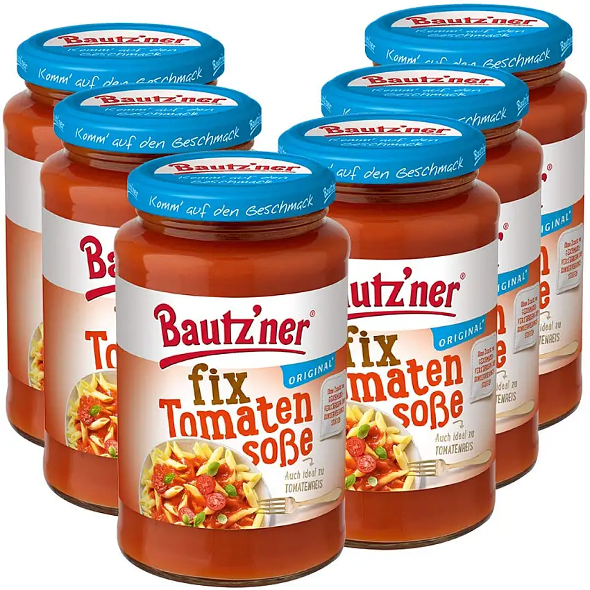Bautz'ner Fix Tomaten Soße, 6er Pack. 6*400ml Glas, fertige Tomaten-Soße