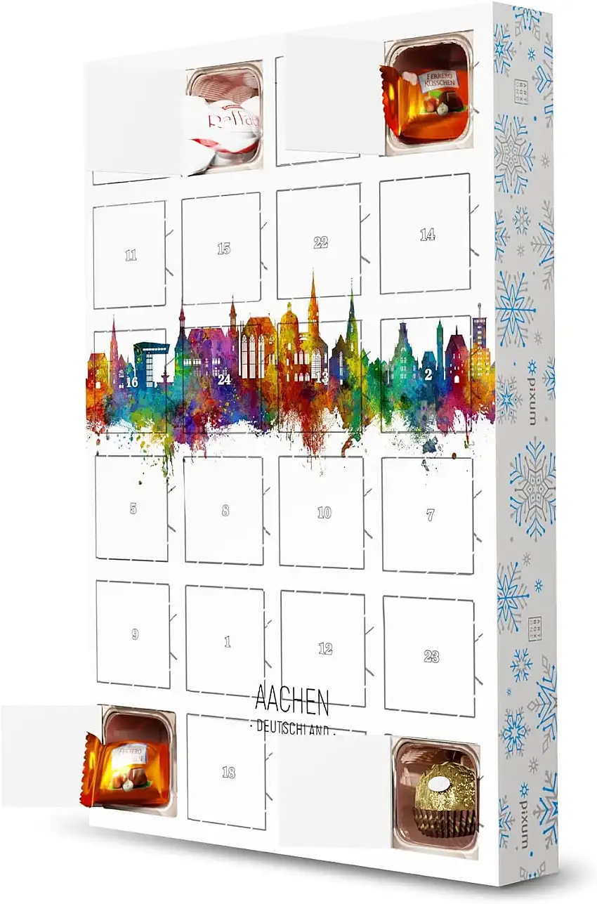 artboxONE Adventskalender mit Pralinen von Ferrero Aachen Germany Skyline Portrait Adventskalender Städte