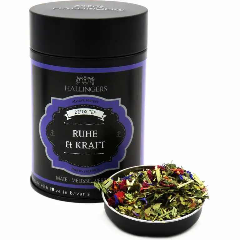 Hallingers Loser Detox-Tee / Abnehm-Tee mit Mate, Melisse & Verbene (70g) - Ruhe & Kraft (Premiumdose) - zu Passt immer ideal als Geschenk