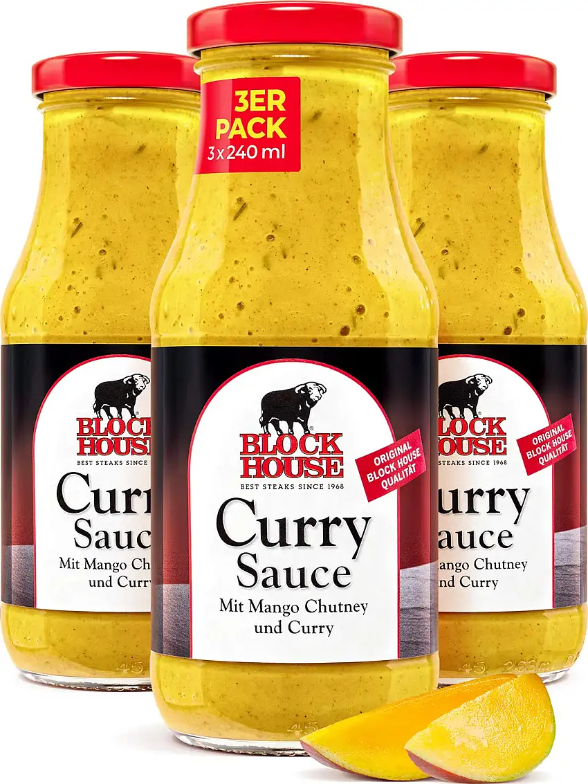 Block House Sweet Mango Curry Sauce 3x 240ml - in Restaurantqualität
