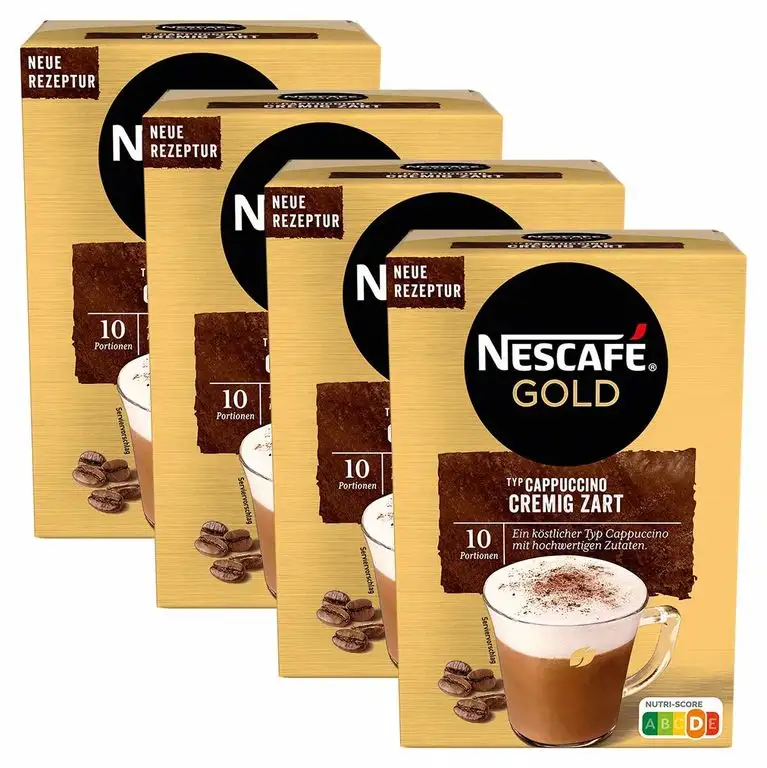 NESCAFÉ Gold Typ Cappuccino Cremig Zart, Getränkepulver aus löslichem Bohnenkaffee, koffeinhaltig, 4 x 140g (à 10 x 14 g Sticks)