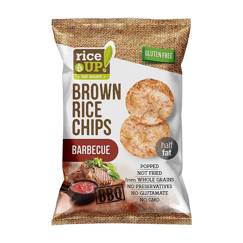 Rice Up Brown Rice Chips BBQ (Barbecue) -Glutenfrei- 12er Pack (12x60g)