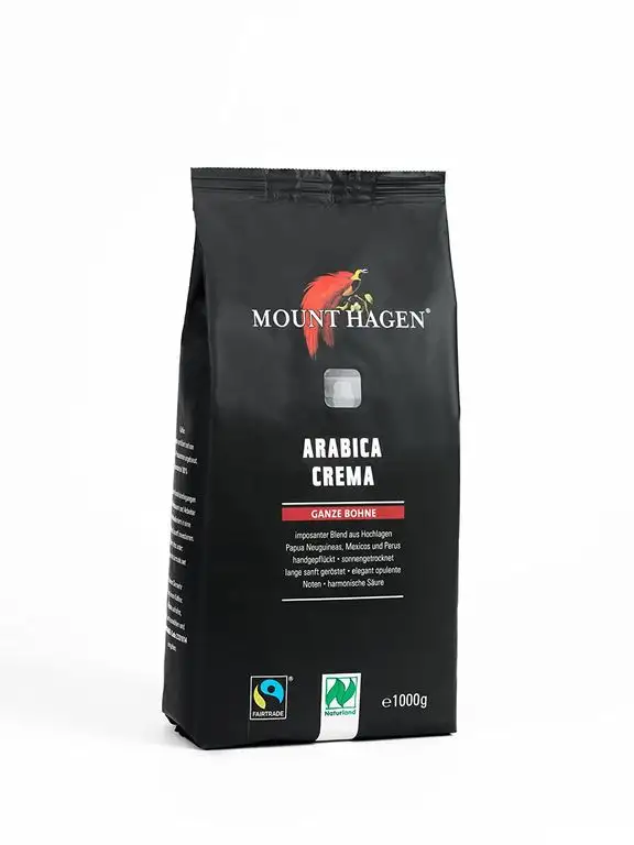 Mount Hagen Röstkaffee ganze Bohne FairTrade, 1er Pack (1 x 1 kg)
