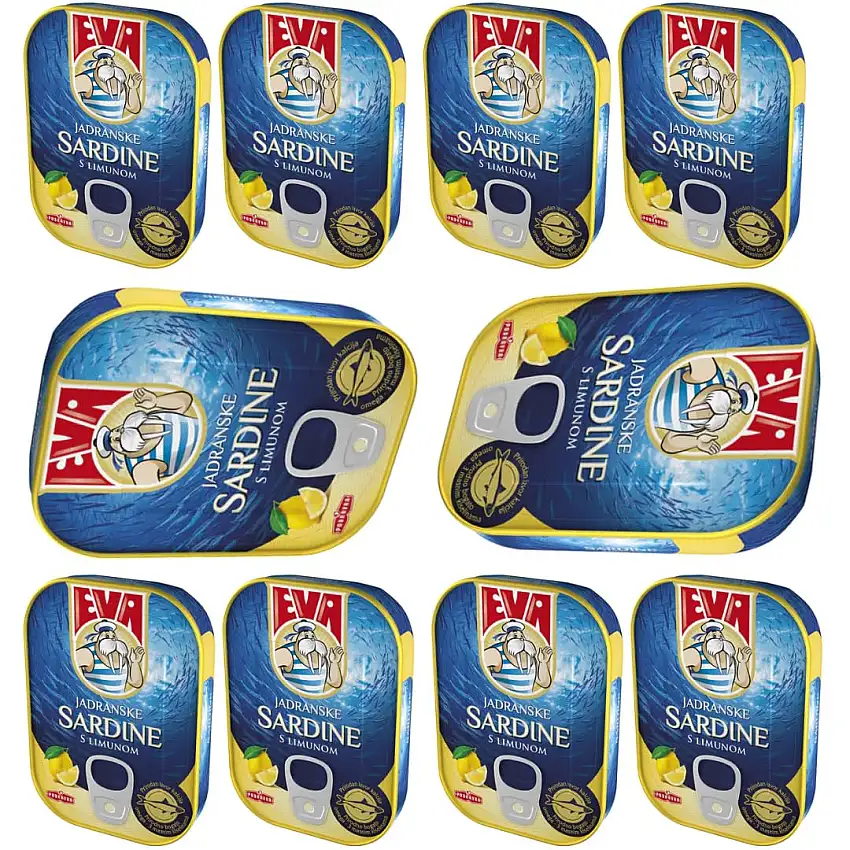 EVA Adriatische Sardinen mit Zitrone 115 Gramm Konserve x 10 Konserve