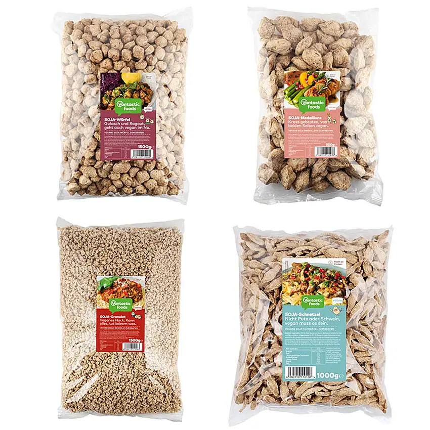 Vantastic foods Soja Schnetzel + Granulat + Medaillons + Würfel | Spar-Set Vorteilspack | Fleischersatz | VEGAN