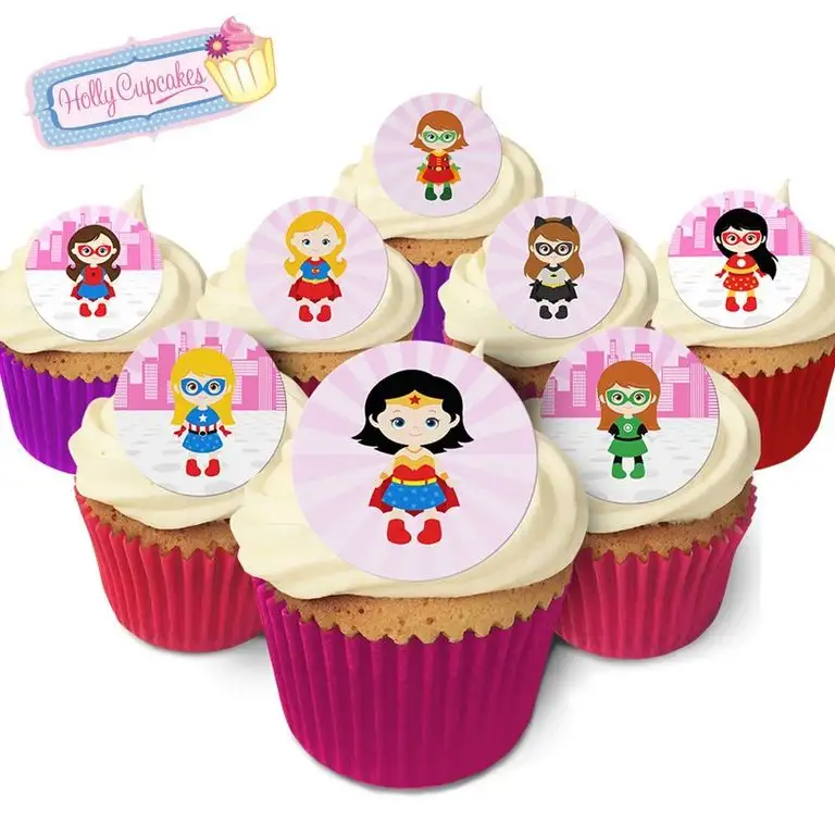 24 Wunderschöne essbare Kuchendekorationen: Superhelden Mädchen / 24 Superhero Girl Decorations