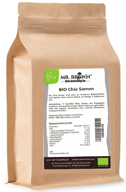 1kg BIO Chia Samen, Chiasamen, Salvia Hispanica, aus kontrolliert biologischem Anbau, schwarz