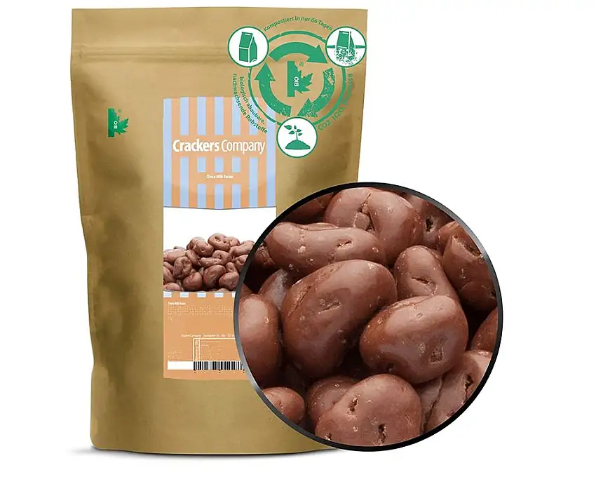 1 x 750g Rosinen mit Vollmilchschokolade - Fruchtig frische Rosinen im zarten Mantel aus Vollmilchschokolade Schokorosinen glutenfrei