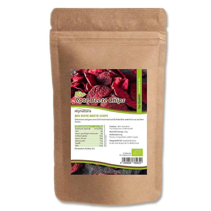 Mynatura Bio Rote Beete Chips I Rein pflanzlich I Salat I Snack I Kochen I Vegan I Im Beutel (1x 200g)