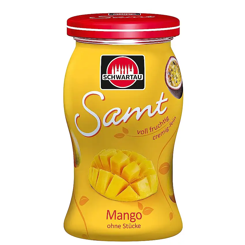 Schwartau Samt Mango, Fruchtaufstrich, ohne Stücke - ohne Kerne, 8er Pack (8 x 270 g)