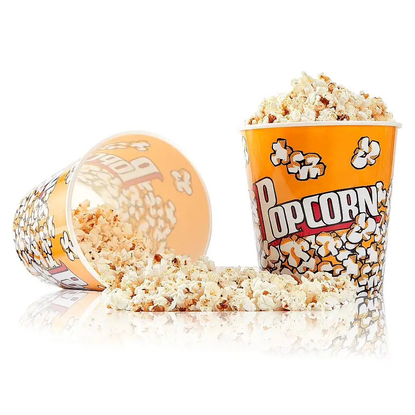 Popcorn-Behälter aus Kunststoff, Retro-Stil, wiederverwendbar, für Filmnacht, 18 x 18 x 13 cm, 2 Stück