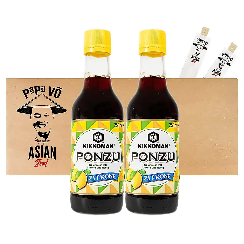 2er Pack (2x250ml) Kikkoman Ponzu Sojasauce mit Zitronengeschmack (Papa Vo®)