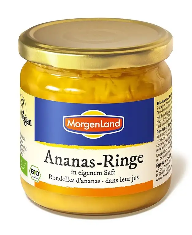 Morgenland Ananasringe im Glas (350 g) - Bio