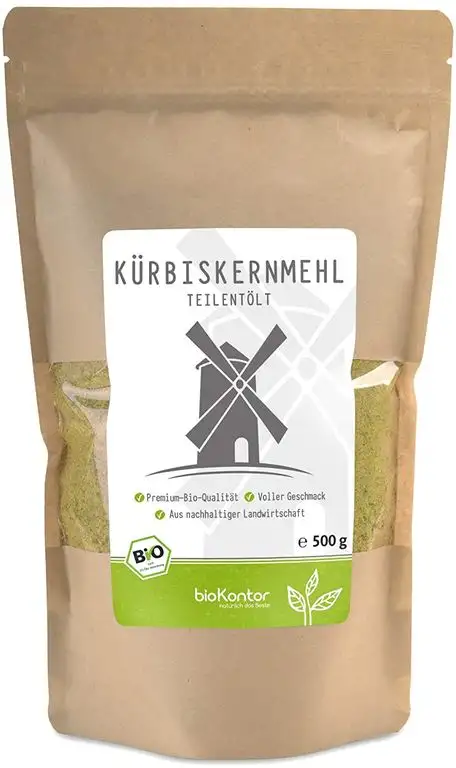bioKontor // Kürbiskernmehl BIO 500g - teilentölt, von Natur aus glutenfrei - enthält pflanzliches Eiweiß - low carb