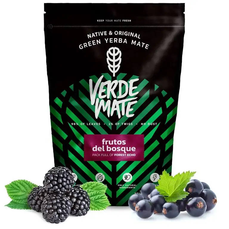 Mate Tee Verde Mate Green Frutos del Bosque 500g Verde Mate Grün Waldfrucht anregender Mate Tee aus Brasilien Aromatisierter Mate Tee Glutenfrei nicht rauchgetrocknet