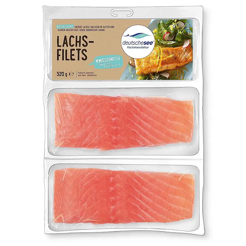 Deutsche See Lachs-Filets, 320 g (Tiefgefroren)