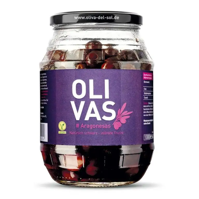 OLIVAS Aragonesas / 600 g (Glas) * Natürlich schwarz – Vollreife Frucht