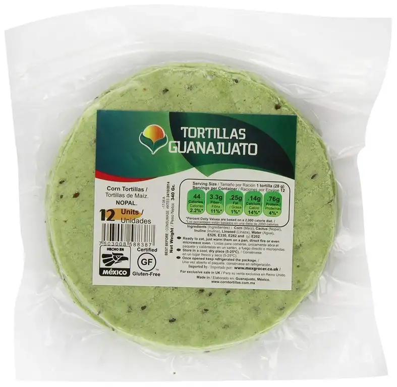 Grüne Maistortillas mit Nopal-Kaktus 15cm, 12 St. - glutenfrei