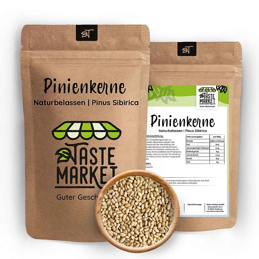 1 kg Pinienkerne | unbehandelt und naturbelassen | TASTE MARKET Qualität