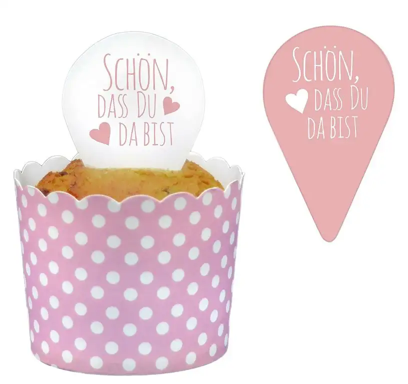 Frau WUNDERVoll® 24 DEKO KUCHENTOPPER ROSA, SCHÖN, DASS DU DA BIST/Topper, Kuchenstecker, Muffin, Geburtstagskuchen, Dekoration, Deko, Kinder, Party, Hochzeit, Hochzeitstorte, Geburtstag