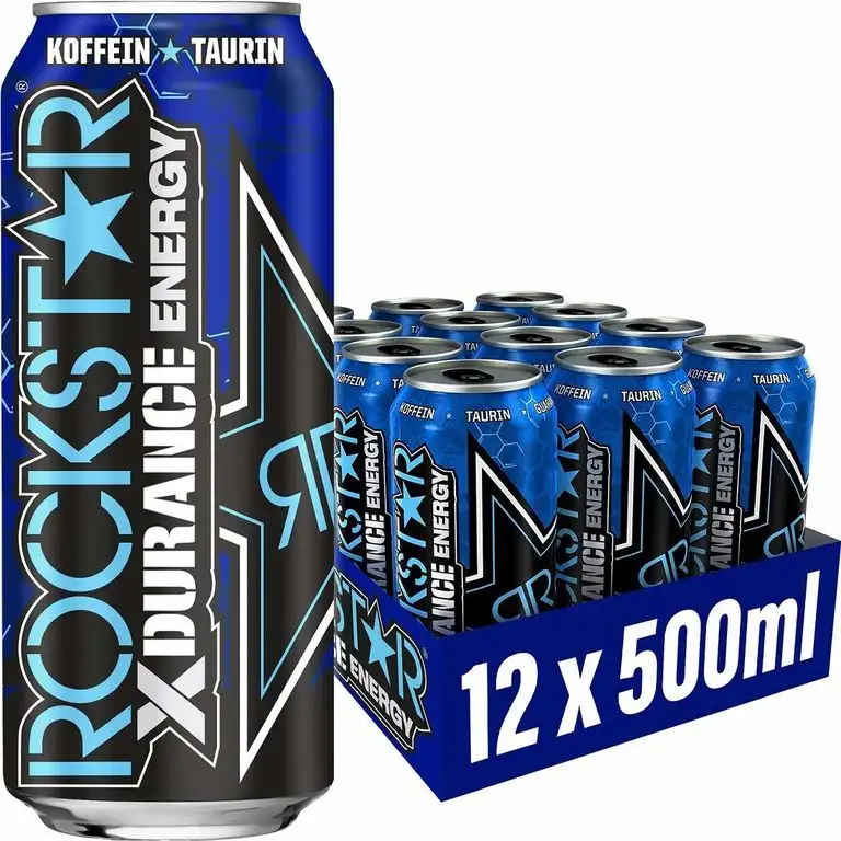 Rockstar Energy Drink XDurance Blueberry - Koffeinhaltiges Erfrischungsgetränk für den Energie Kick, EINWEG (12x 500ml)