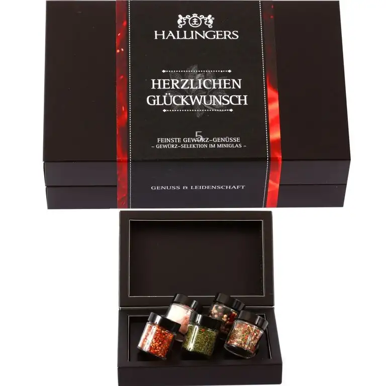 Hallingers Gewürz Mix Herzlichen Glückwunsch | Set/Mix | 5x Miniglas in MiniDeluxe-Box | 70g