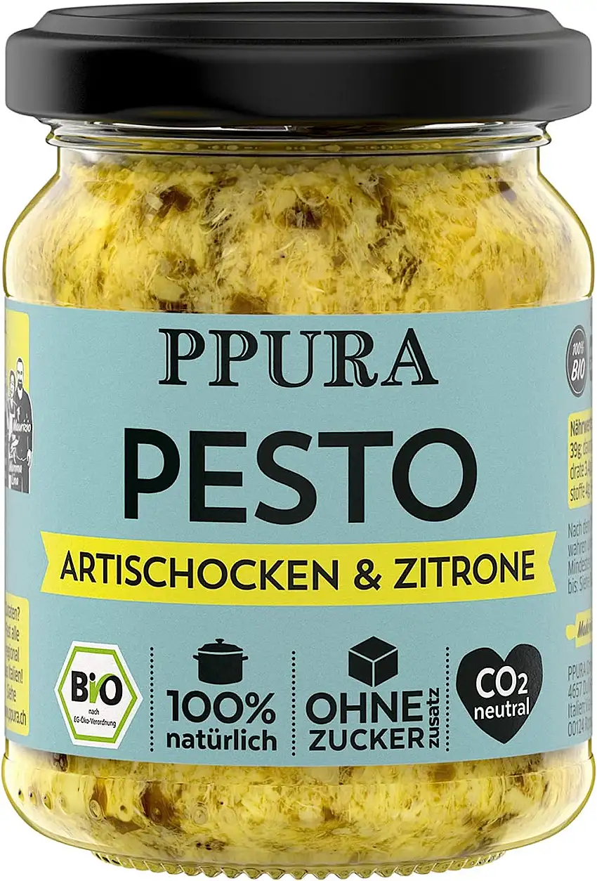 PPURA Bio Pesto Artischocken, Petersilie und Sizilianische Zitrone, 120 g