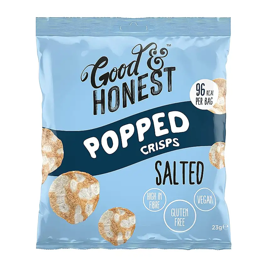 Good & Honest Popped Crisps Glutenfreie Kneipen-Snacks, Kern-Meersalzgeschmack, 24 x 23 g