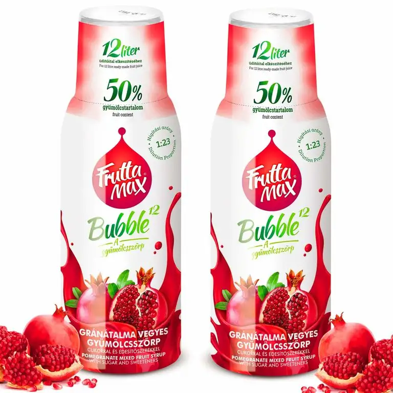 Frutta Max Getränkesirup Frucht-sirup Konzentrat | Granatapfel Geschmack | weniger Zucker | mit 50% Fruchtanteil | für Soda Maschine geeignet 2erPack(2x500ml)