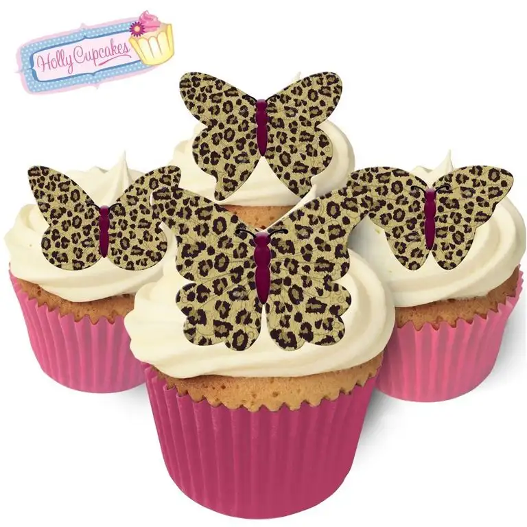 Essbare Schmetterlinge: 24 Leopardenfell Design / Edible Wafer Butterflies: 24 Leopard Skin Wafer Butterflies