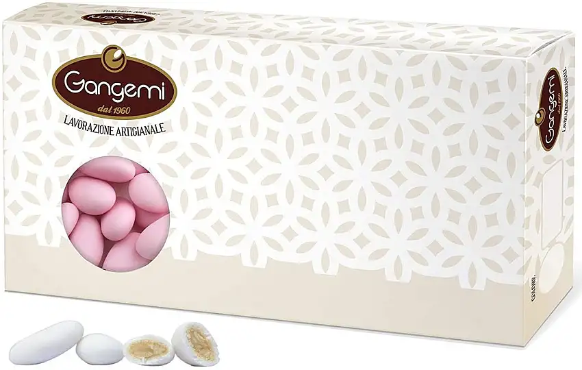 Gangemi Confetti - Feine Hochzeitsmandeln Klassische italienische Hochzeit Gastgeschenke - ZuckerMandeln aus Sizilien (ca 280 Stück) Rosa - 1 kg