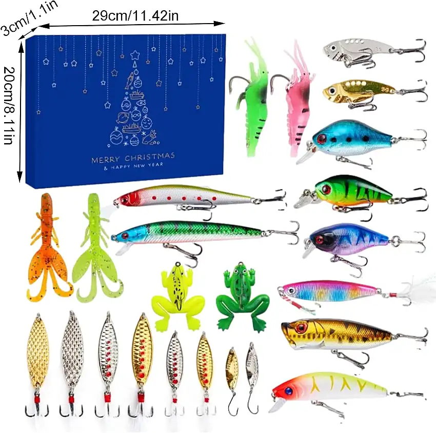 Youpo Weihnachts-Adventskalender 2023 | 24 Tage Angelgerät-Geschenk | Kreatives Tackle-Box-Countdown-Geschenk - Geschenk Für Väter Und Angelliebhaber