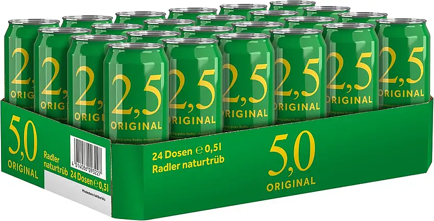 2,5 Original Radler naturtrüb, 24er Dosentray, EINWEG (24 x 0,5l)