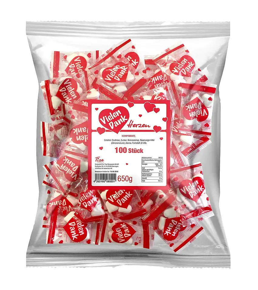 Vielen Dank Herzen mmn, 100er Pack (100 x 6.5 g)