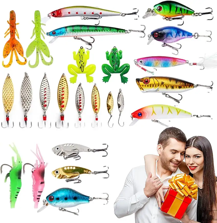 Adventskalender 2023, Angelausrüstung-Adventskalender, 24-Tage-Geschenk-Countdown-Kalender Mit Angelausrüstung, Fischköder-Weihnachtskalender, Angelausrüstung-Adventskalender-Geschenk Für Weihnachten