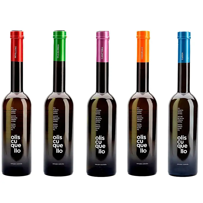 OLISCUQUELLO Natürliche Native Olivenöle Extra Sortenrein und Fruchtig Präsentation GESCHENK 250 ml x 5 PACK