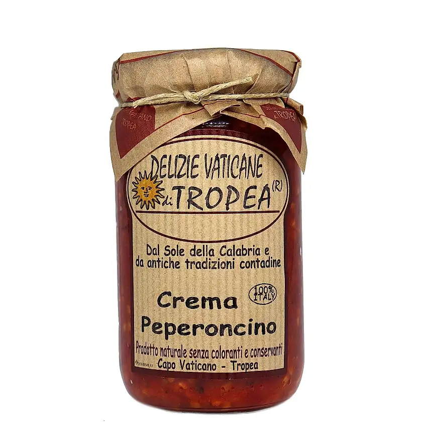 Italienische Chili - Gehackte Chili in Olivenöl - Scharfe Chilisauce - Artesian Food Gourmet Delicatessen - 100% Made Italy - Delizie Vaticane Di Tropea. 180gr