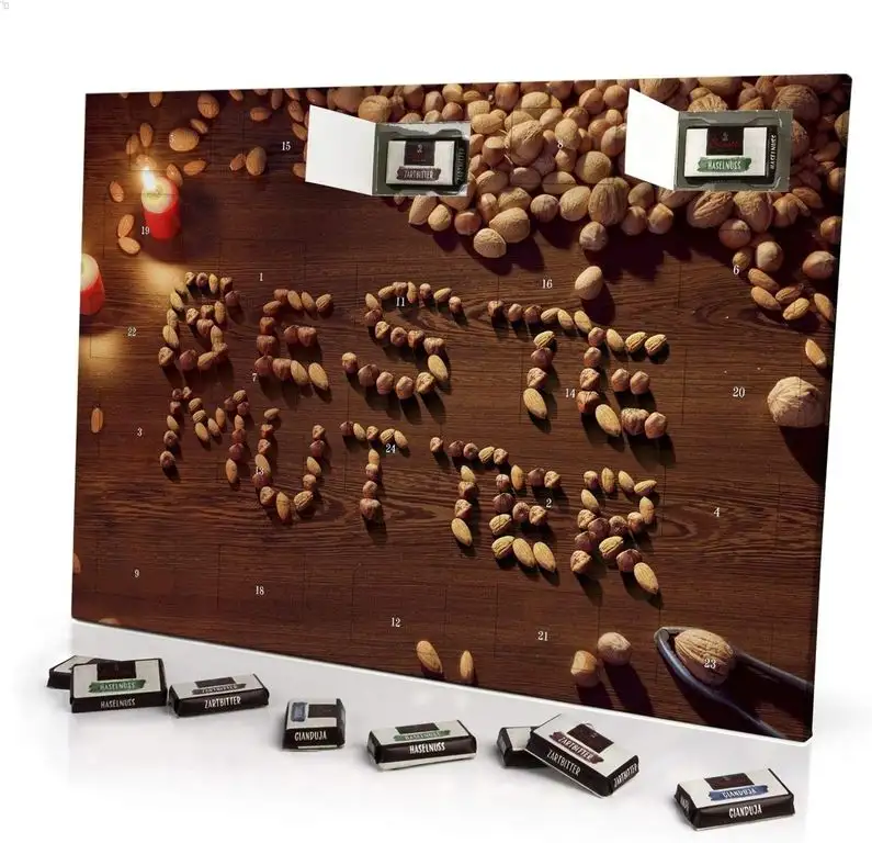 printplanet - Adventskalender mit Namen Beste Mutter - gefüllt mit Schokoladen-Füllung - personalisiert mit Namens-Motiv Nüsse - Schoko-Kalender, Weihnachtskalender, Namenskalender