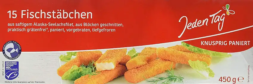 Jeden Tag Fischstäbchen, 450 g (Tiefgefroren)