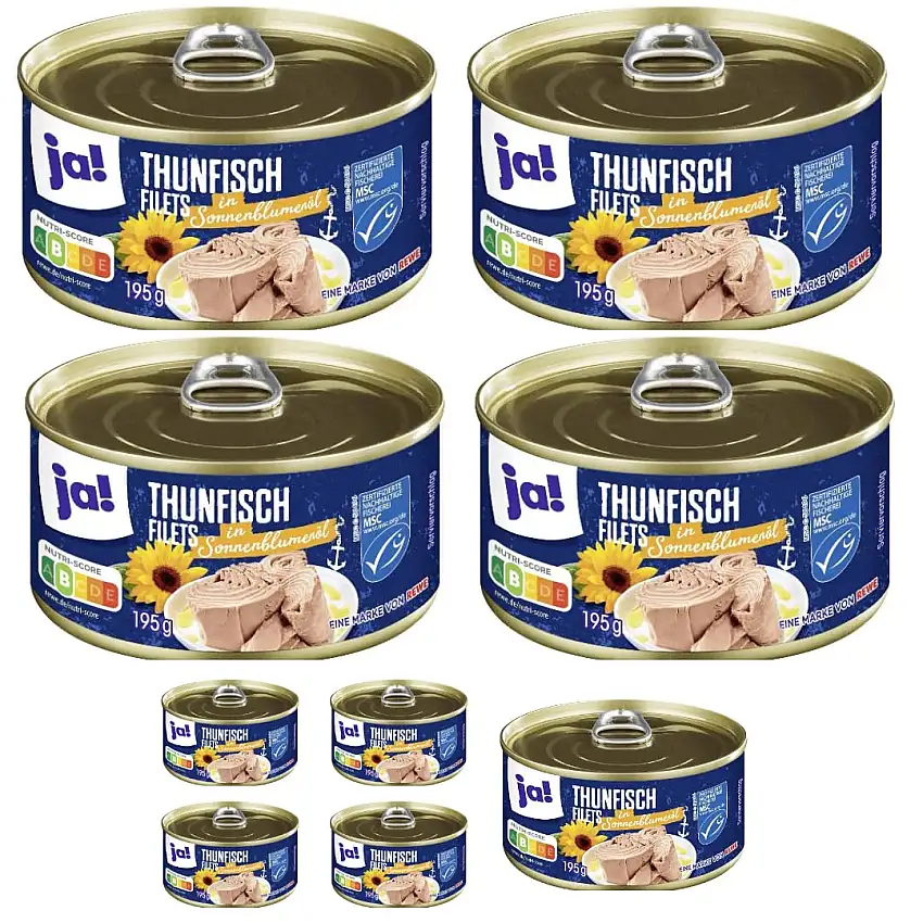 ja! Thunfisch in Sonnenblumenöl 195 gramm x 9 STÜCK