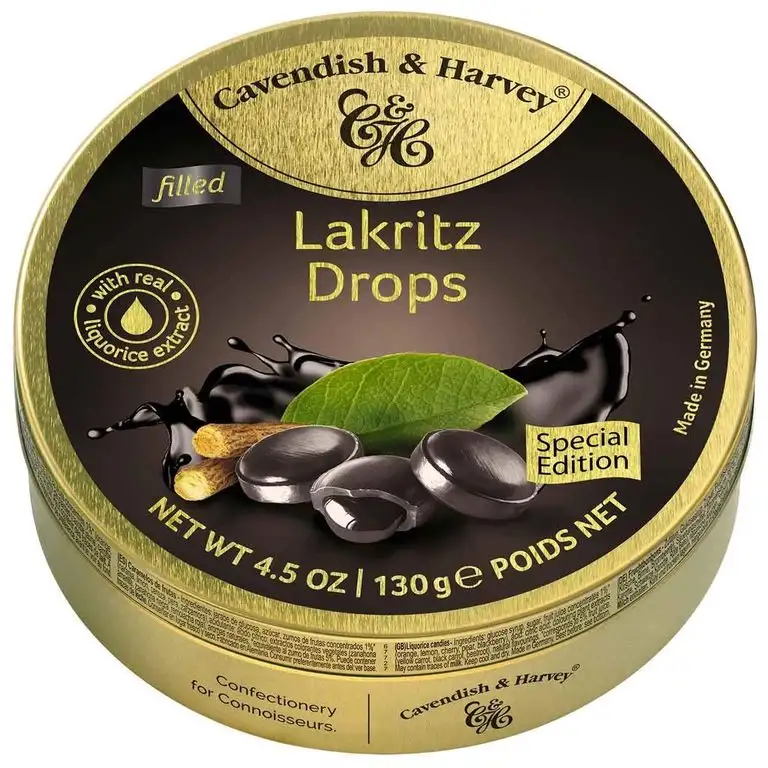 Cavendish & Harvey - Lakritz Drops - Bonbons, 130g in Metalldose Special Edition