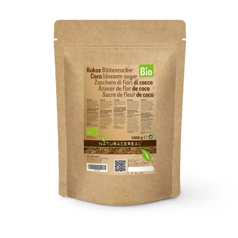NATURACEREAL ® Bio Kokosblütenzucker 1000g ⭐ Kräftiger Karamell Geschmack ⭐ aus fairem Handel
