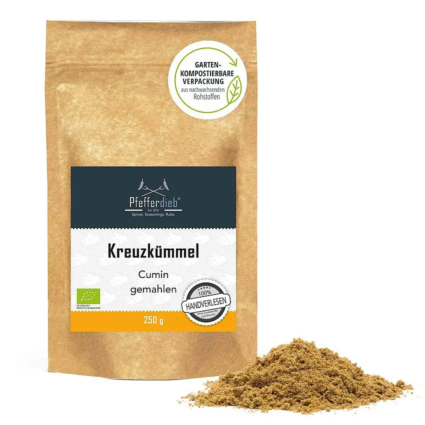 Kreuzkümmel BIO, Kumin Gewürz, handgepflückt, frisch gemahlen, Cumin Pulver, 250g - Pfefferdieb®