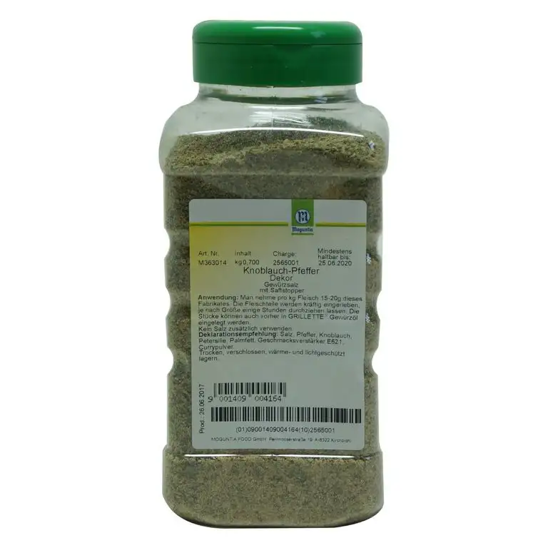 Knoblauch-Pfeffer Gewürzsalz mit Saftstopper 700g - Moguntia