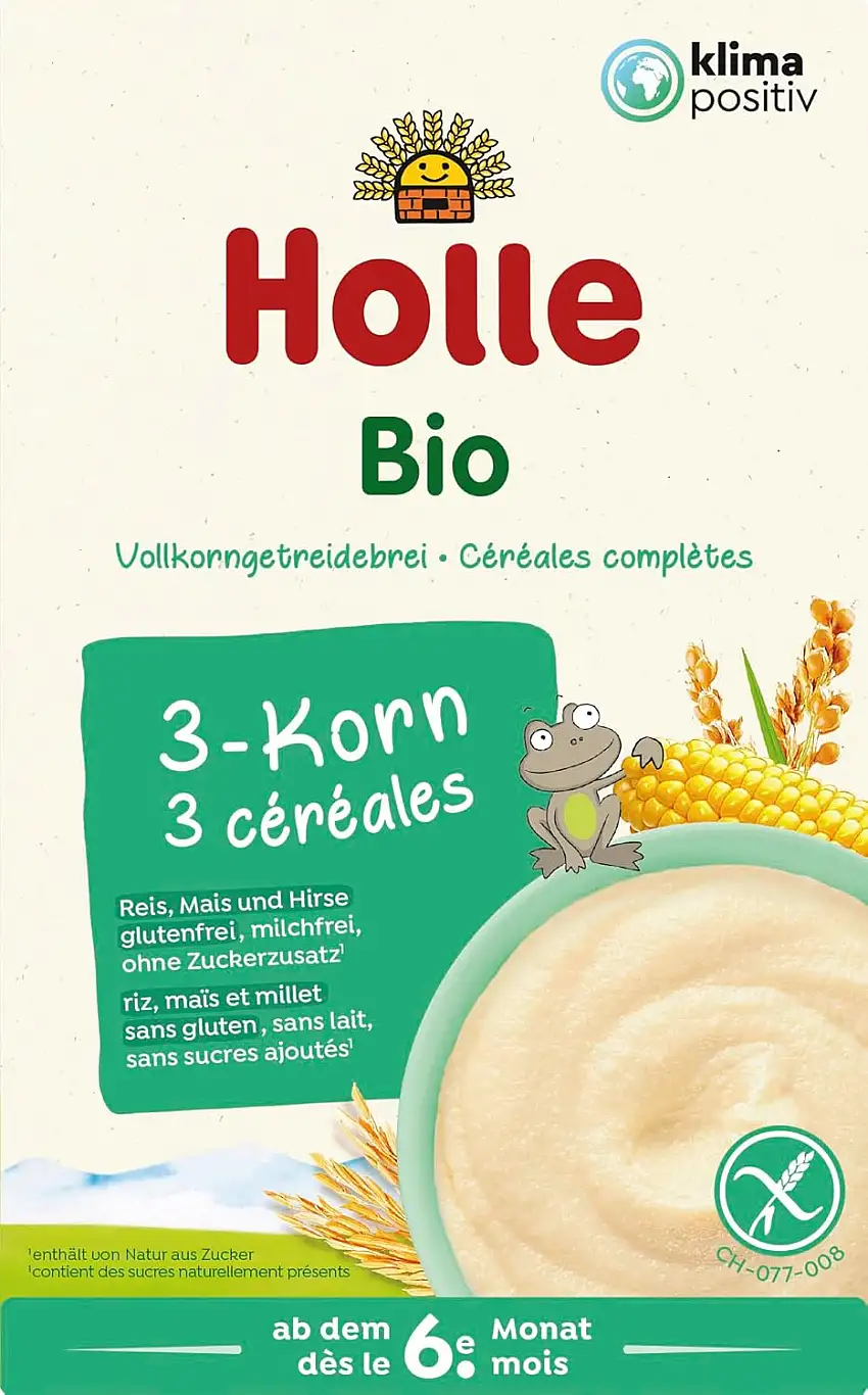 Holle Bio Babybrei 3-Korn aus Reis, Mais und Hirse, 250 g