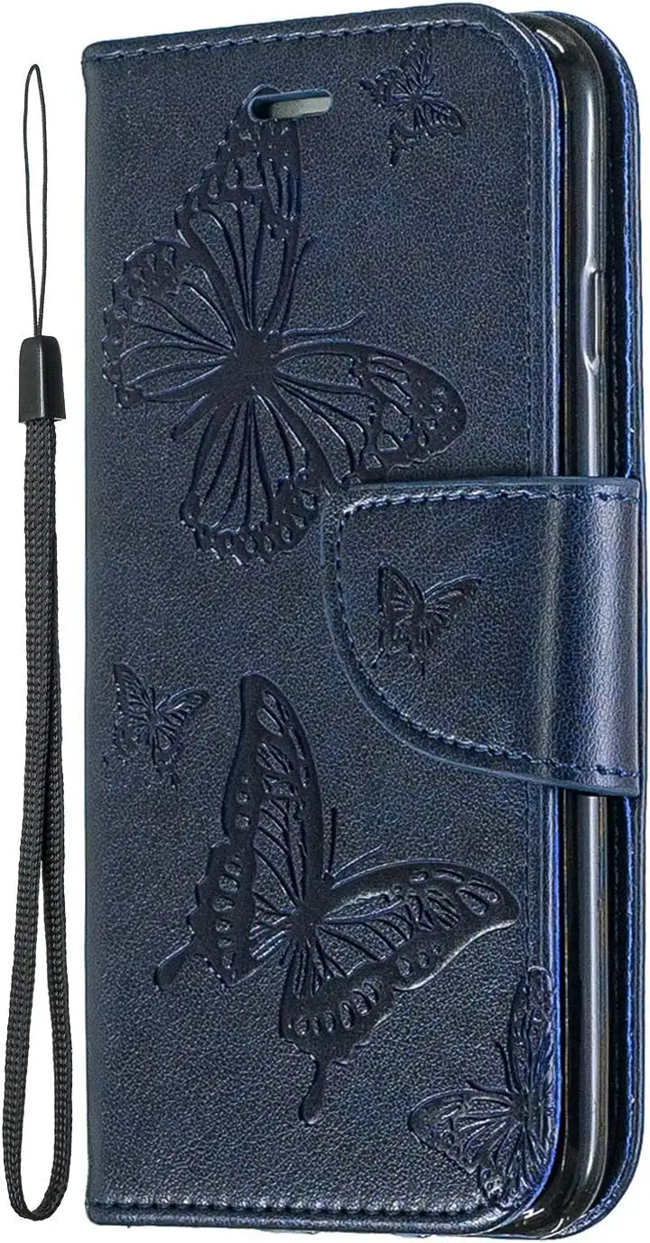 Miagon für Samsung Galaxy S21 Leder Hülle,Prägung Schmetterling Muster Kunstleder Magnetverschluss Standfunktion Kartenfächer Flip Schutzhülle Brieftasche