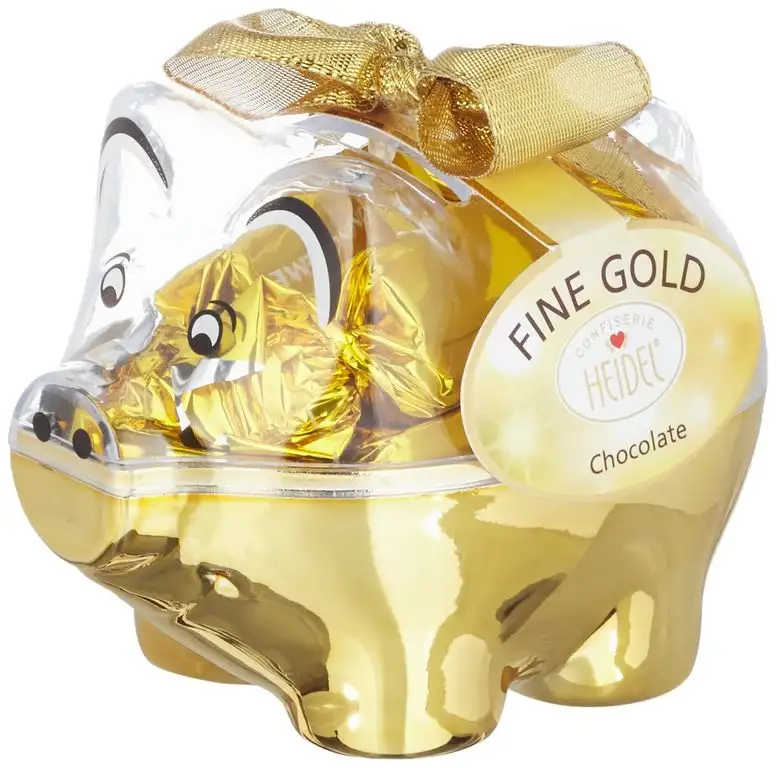 Confiserie Heidel GOLD-Sparschwein, 1er Pack (1 x 75 g Packung)