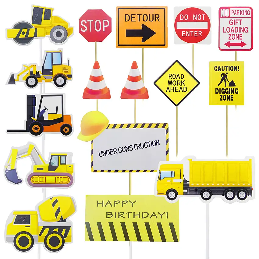 45 Stück Konstruktion Cupcake Topper Picks Fahrzeug Cupcake Topper Picks Dump Truck Bagger Traktor Kuchen Topper Party Kuchen Cupcake Dekoration