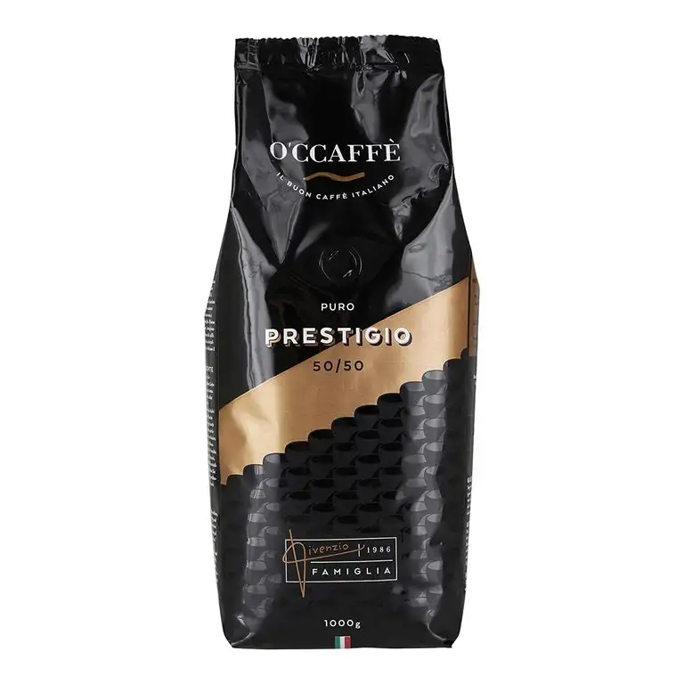 O'CCAFFÈ – Prestigio 50/50 | 1 kg ganze Kaffeebohnen aus 50% Arabica 50% Robusta | Italienischer Premium Kaffee aus extra langsamer Trommelröstung
