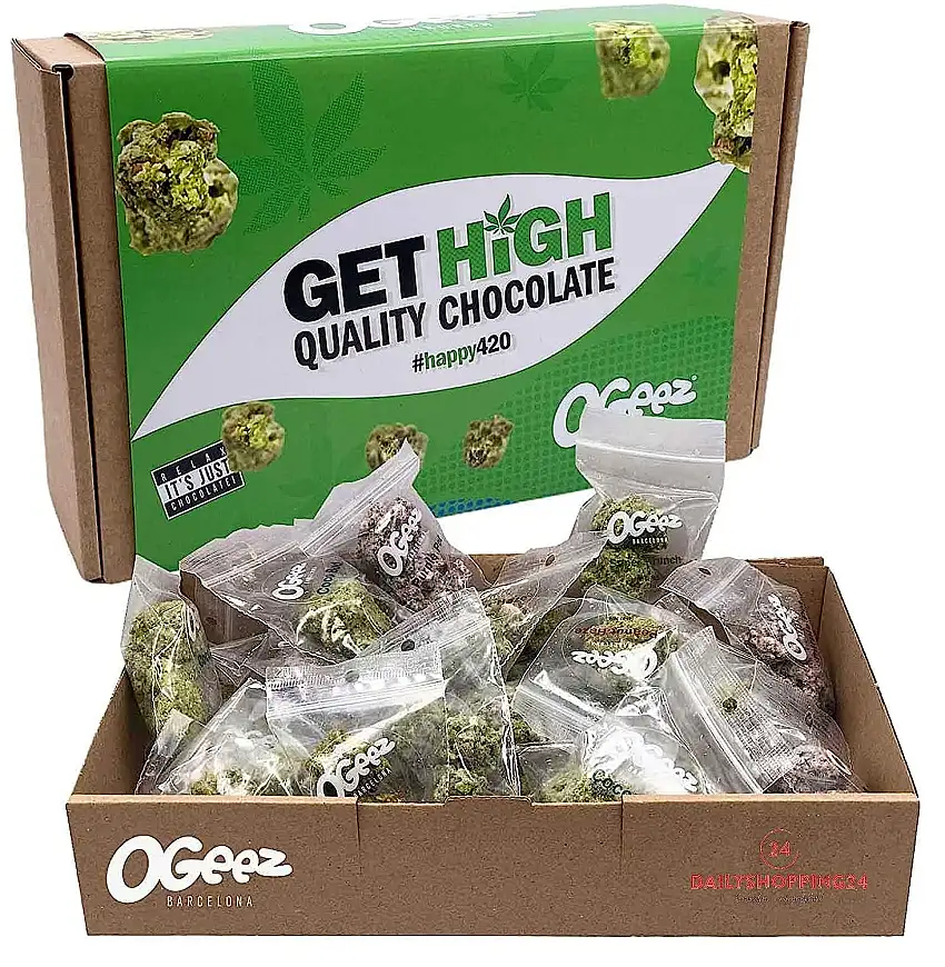 Ogeez Krunch Knusper-Schokoladenstücke in Weed-Optik - Relax it´s just chocolate (12 Beutel 120g)